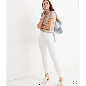 Madewell Petite 10" High-Rise Skinny Jeans in Pure White: Step-Hem Edition